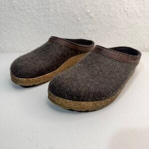 Haflinger Clog Grizzly Torben Anthracite Pure Wool Felt Supportive Cork-Latex 41